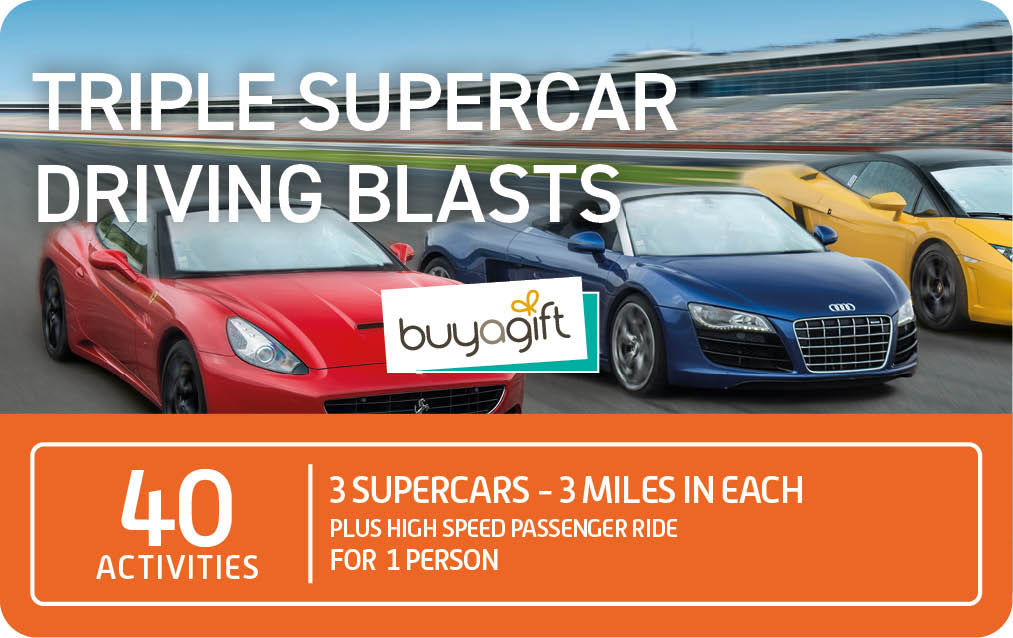 Buyagift Triple Supercar Driving Blasts card image
